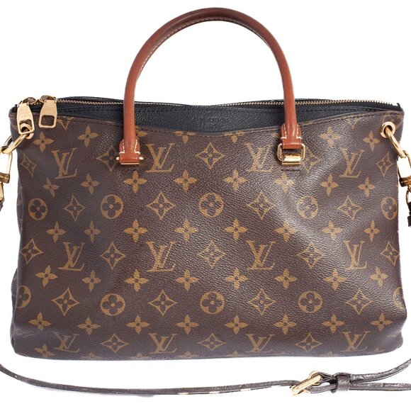 Authentic Black Louis Vuitton Monogram Canvas Pallas Tote Bag - Picture 1 of 15